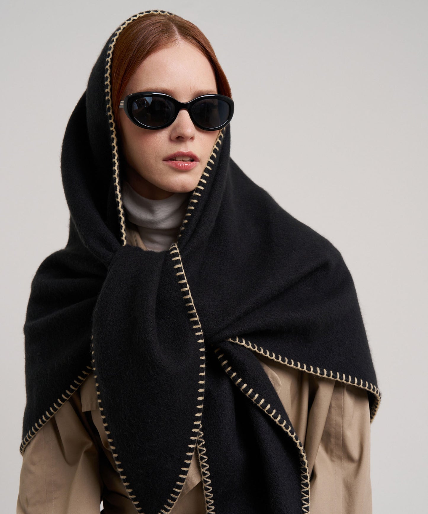 Oversized Triangle Wrap in color black