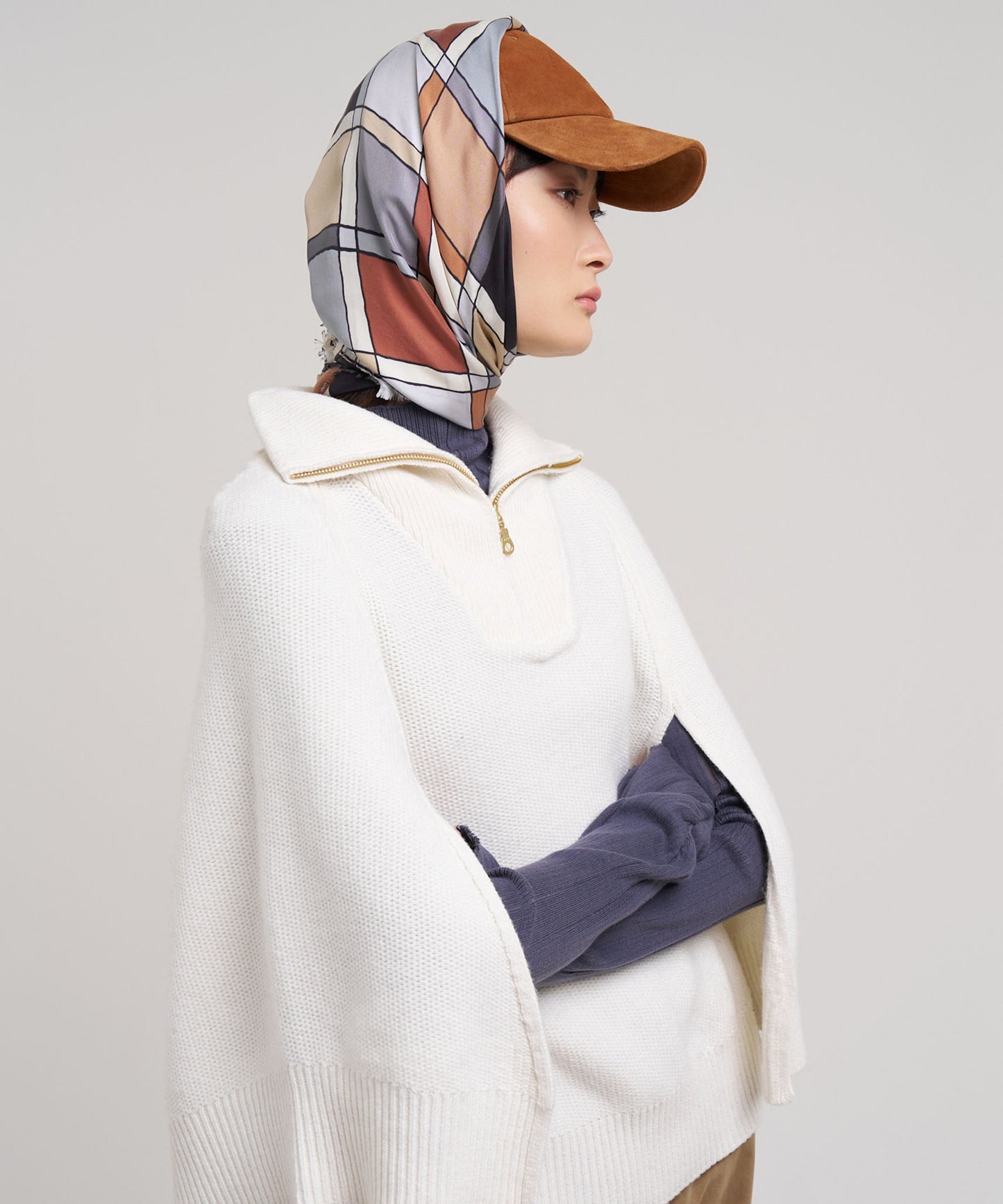 Windowpane 35" Silk Square Scarf in color silver