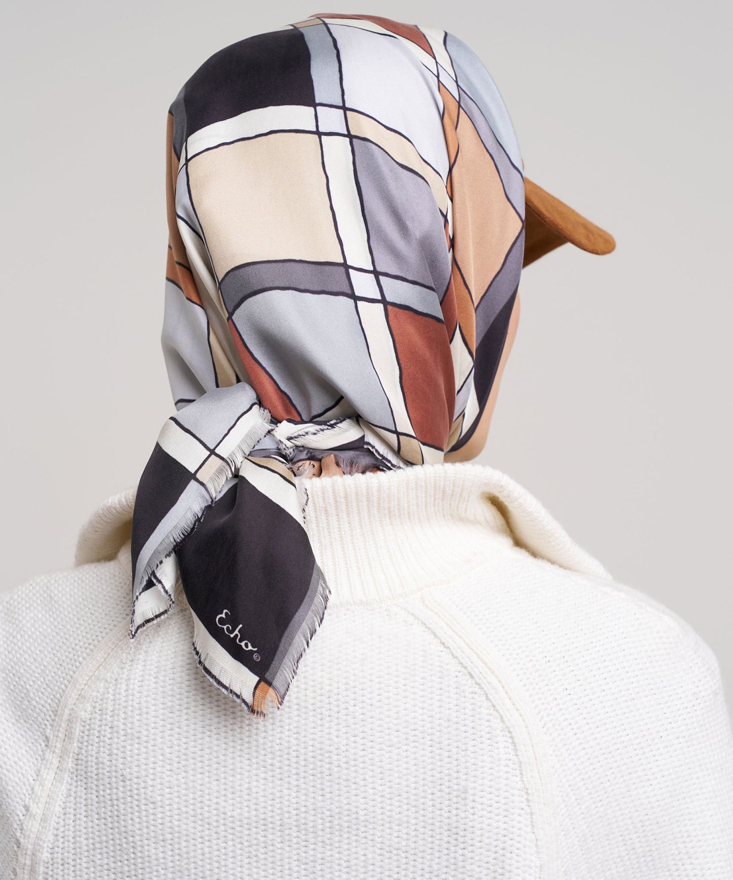 Windowpane 35" Silk Square Scarf in color silver