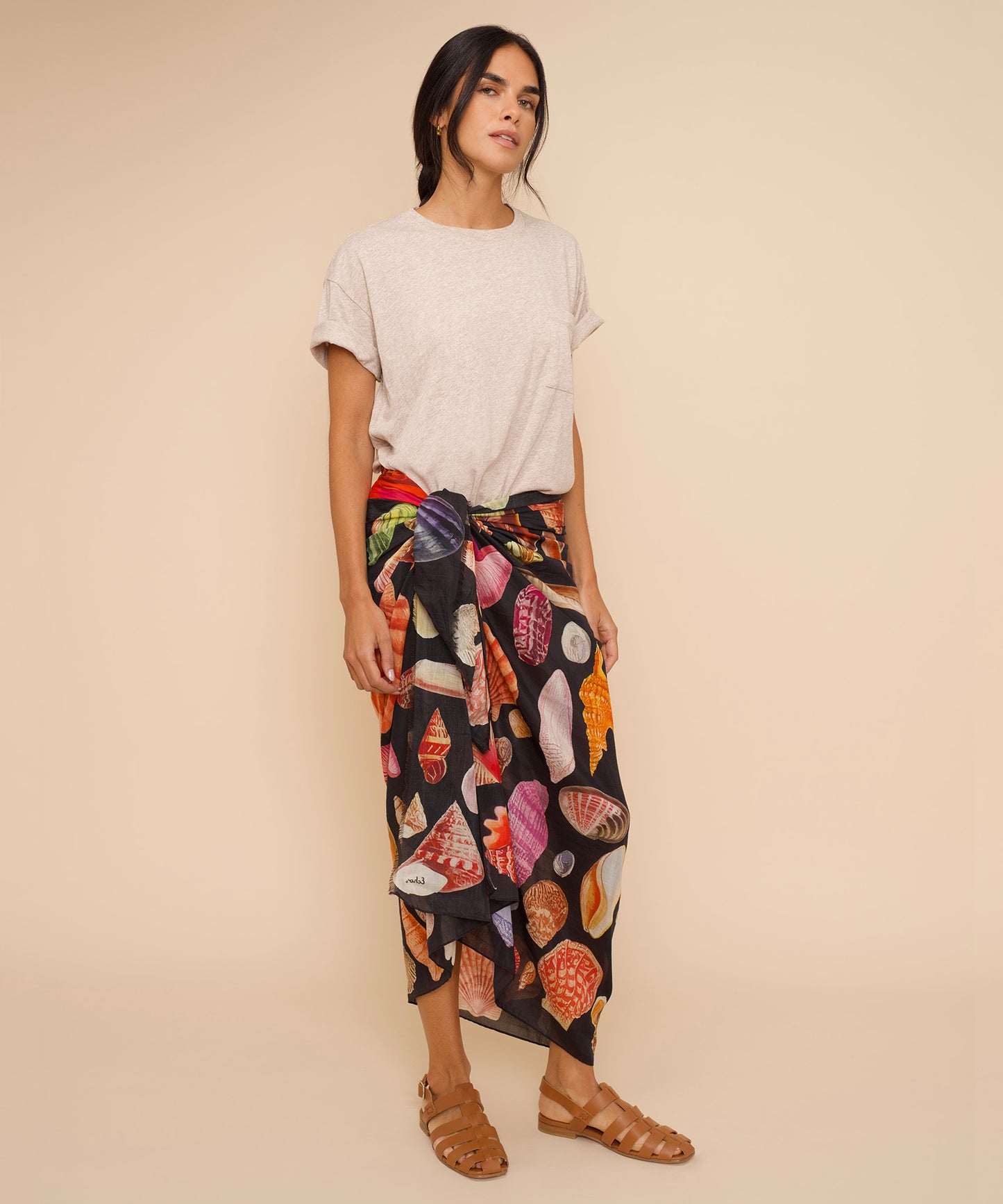 Sea Treasures Pareo Sarong Scarf in color black