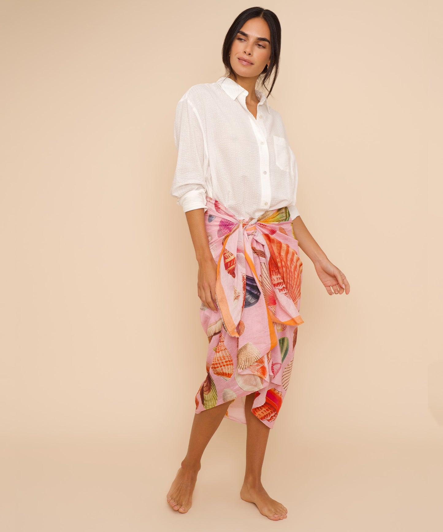 Sea Treasures Pareo Sarong Scarf in color peony