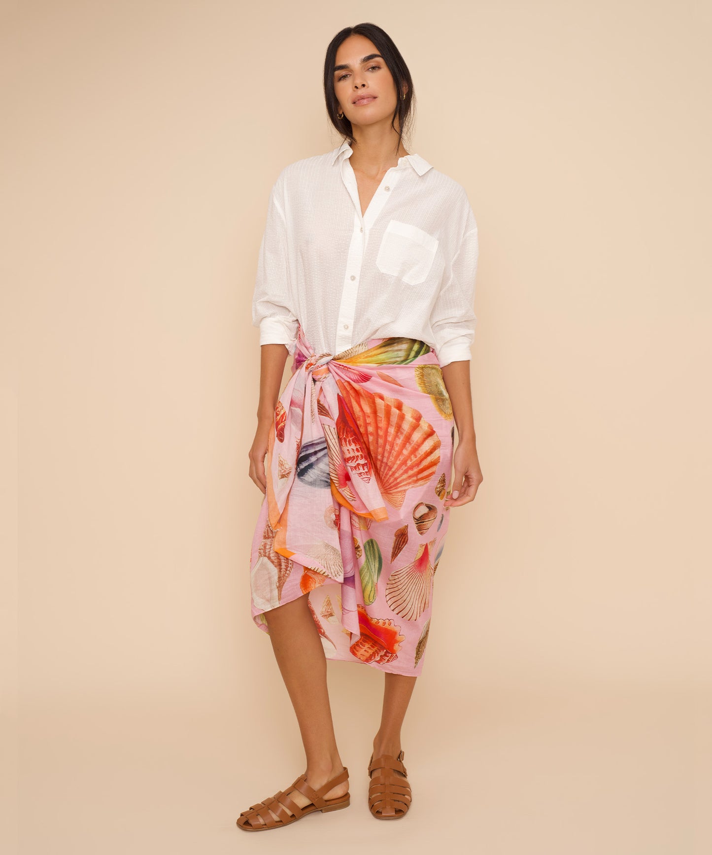 Sea Treasures Pareo Sarong Scarf in color peony