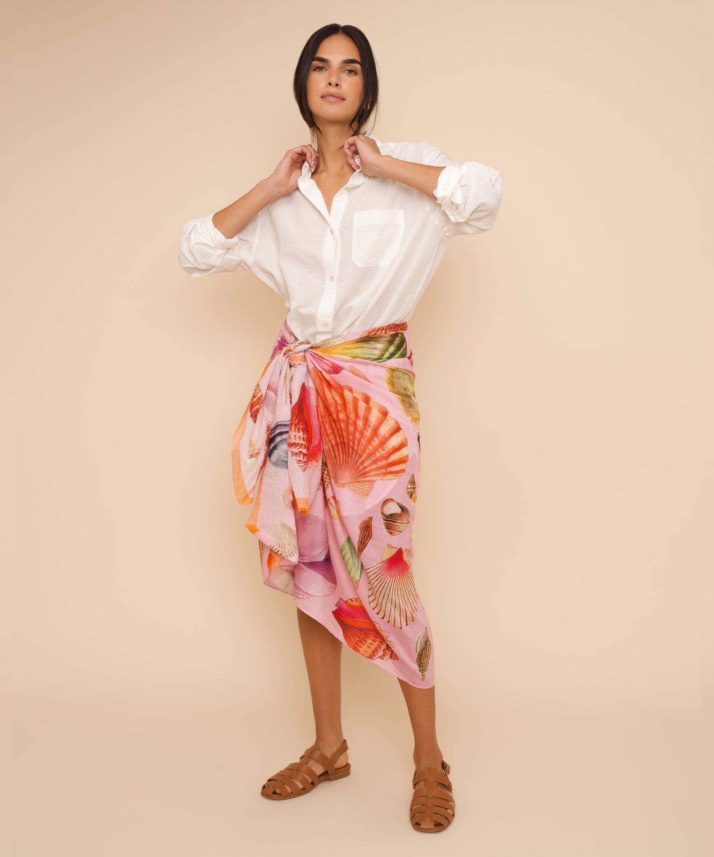 Sea Treasures Pareo Sarong Scarf in color peony