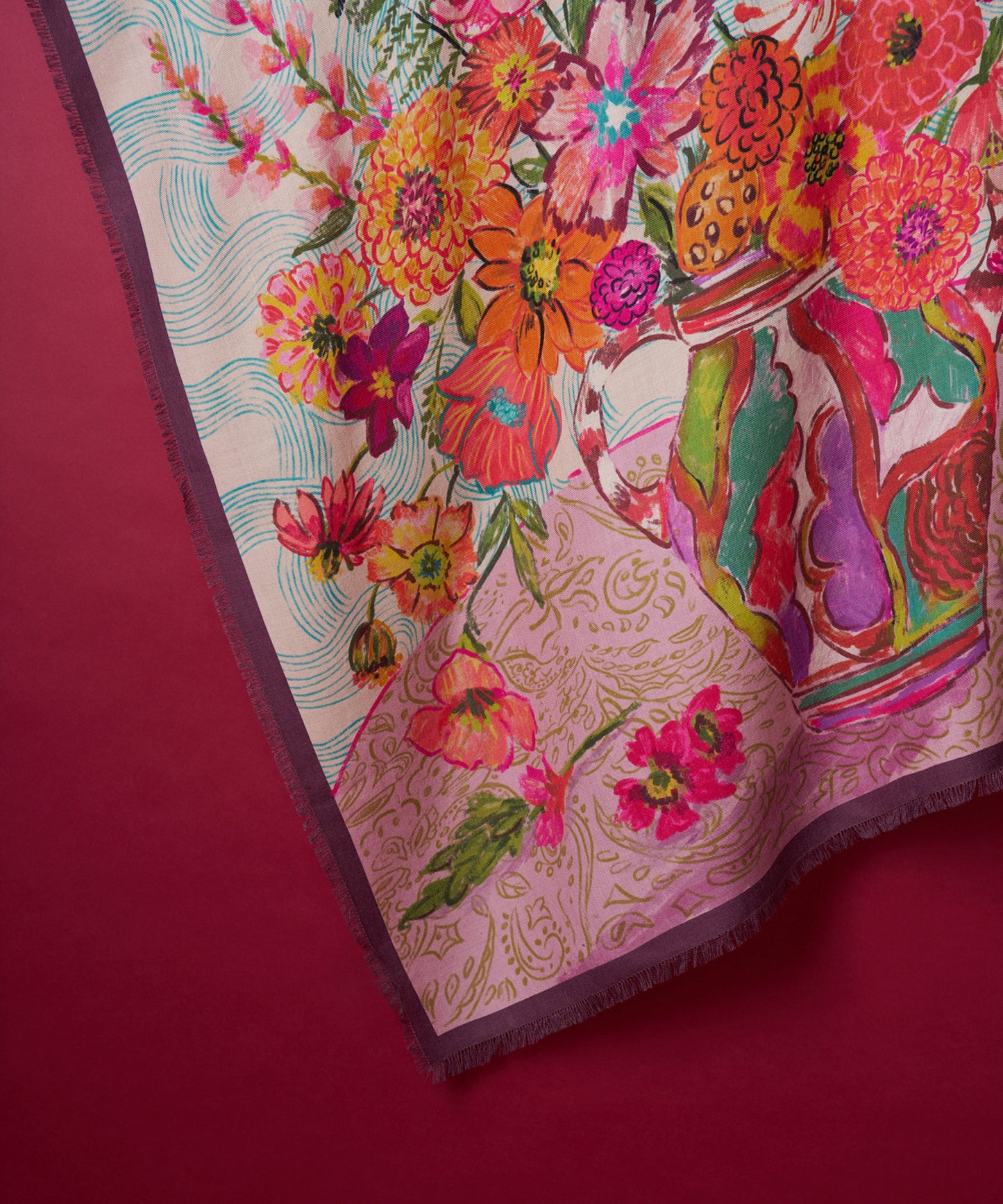 Dusk Bouquet Oversized Square in color fig