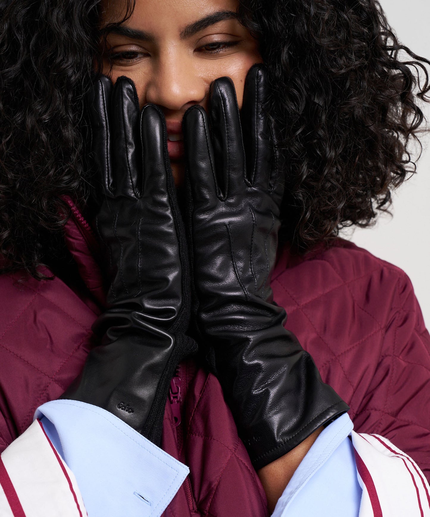 Long Leather Glove in color black