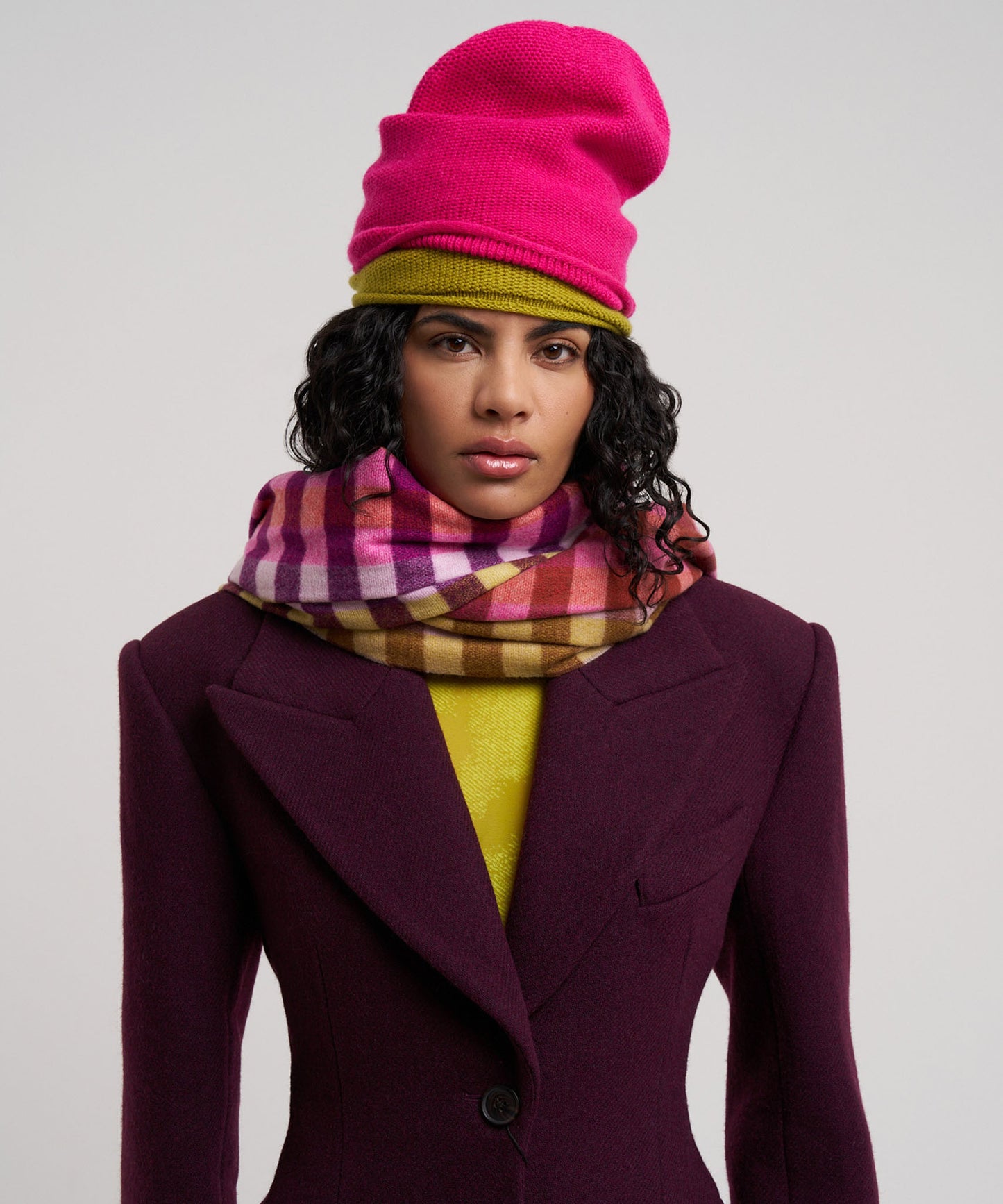 Quarter Check Wrap in color rose violet