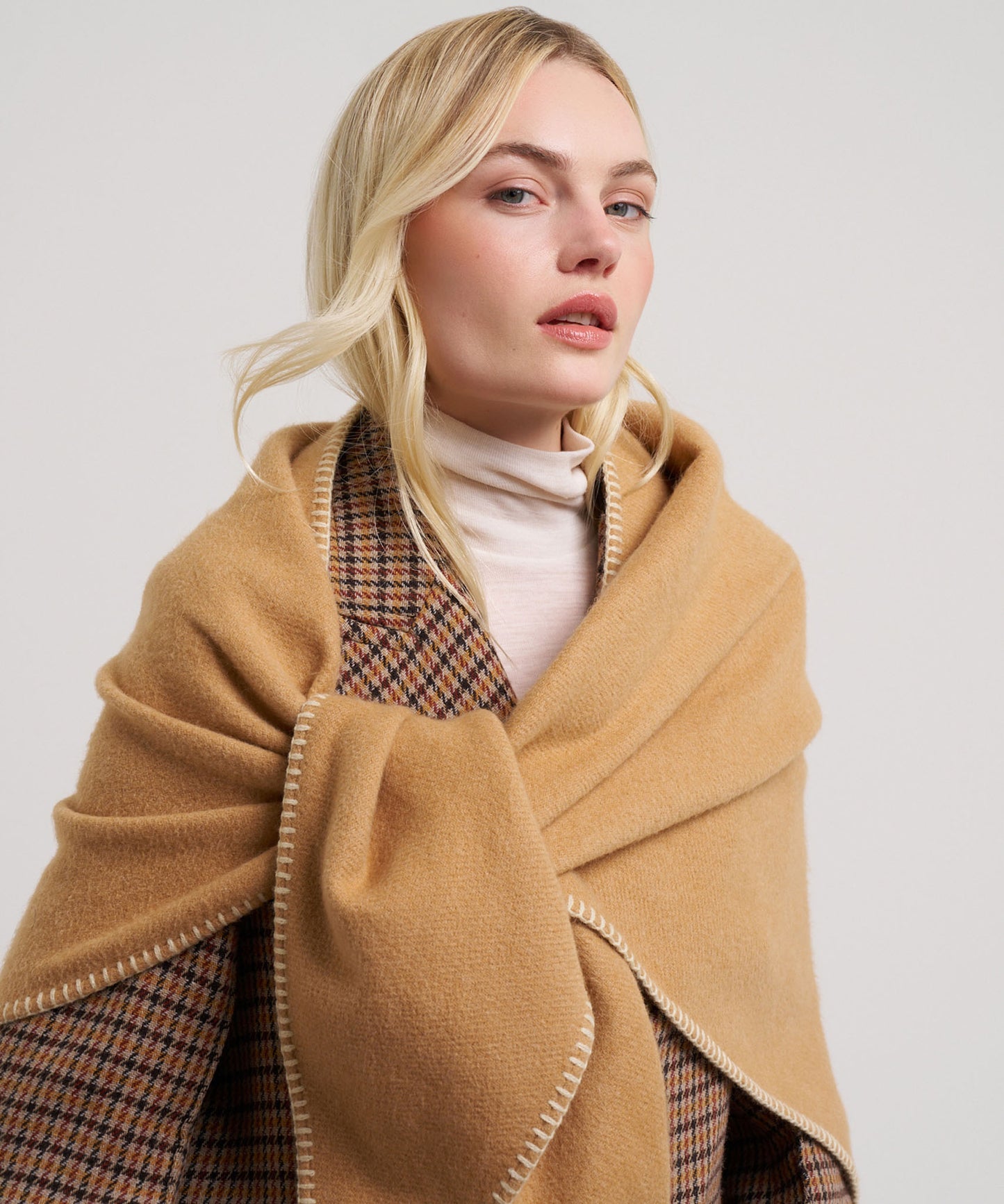Oversized Triangle Wrap in color camel