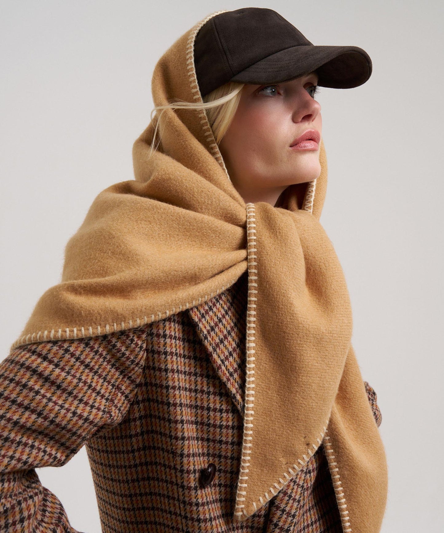 Oversized Triangle Wrap in color camel