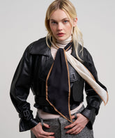 Colorblock Silk Bias Scarf in color black