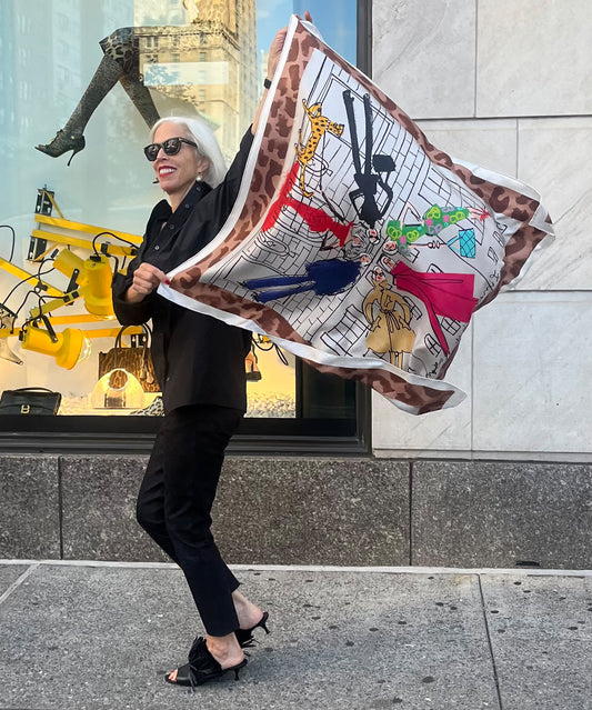 Linda Fargo with her Echo100 Scarf