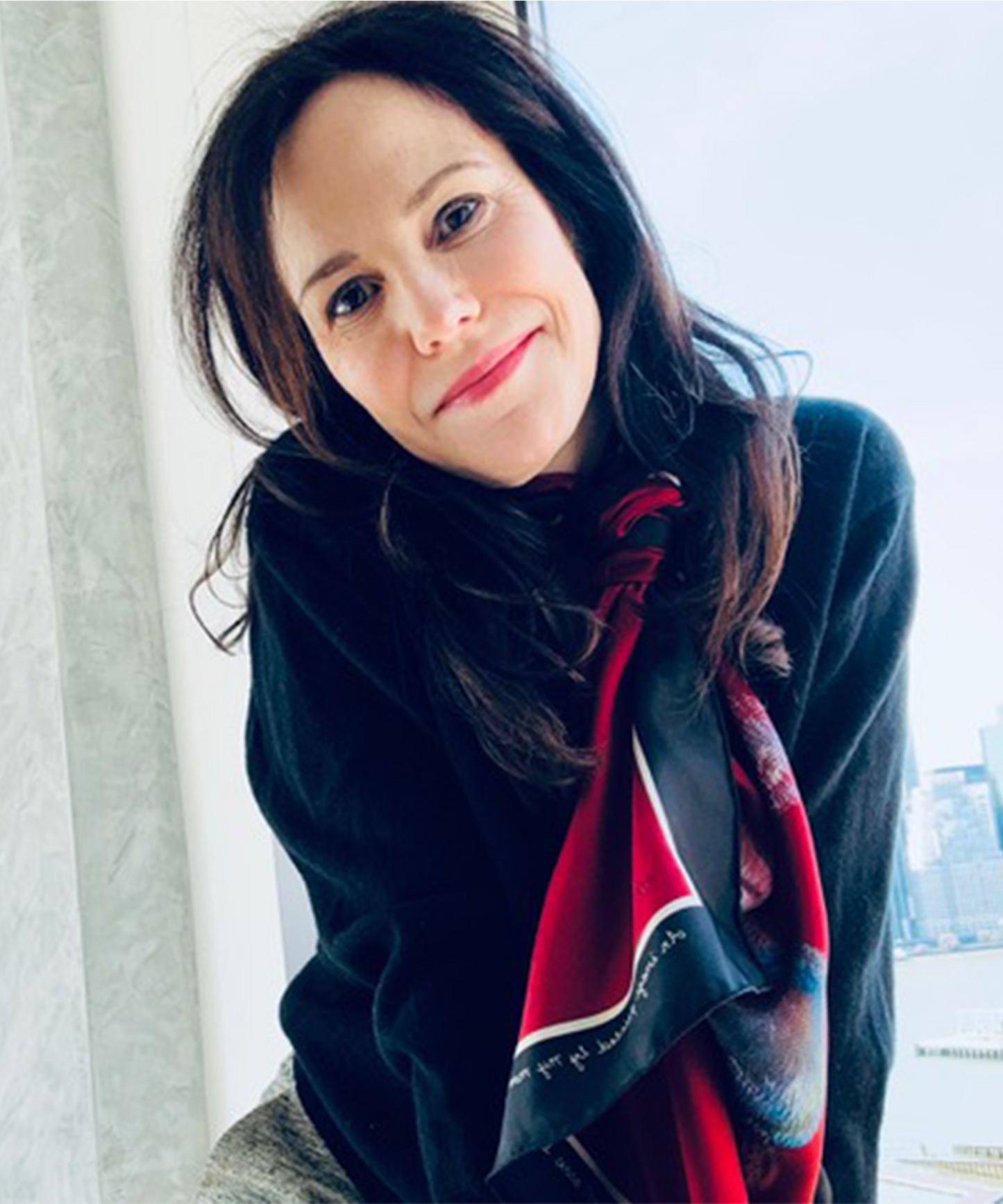 Mary-Louise Parker wearing her echo100 scarf