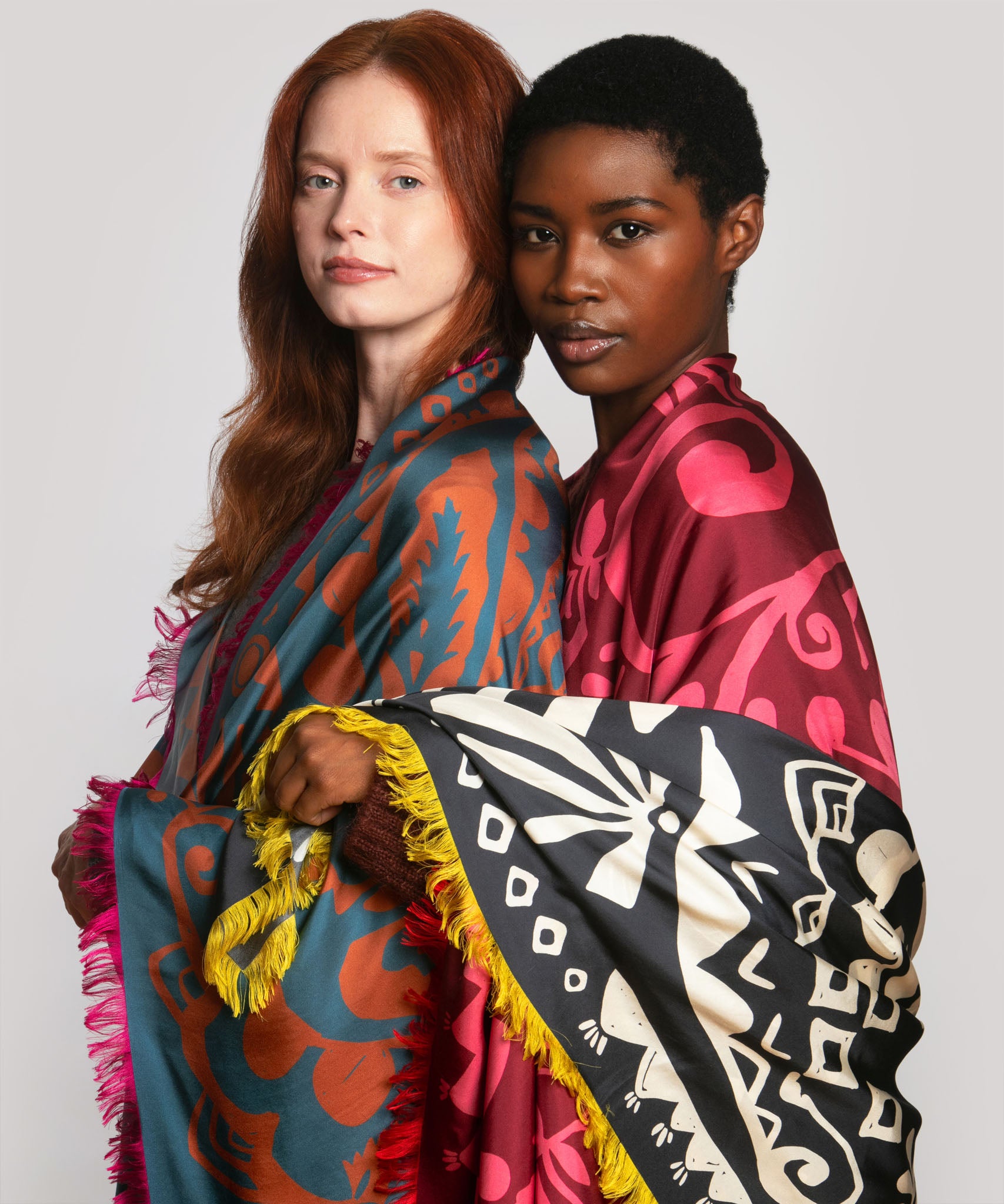 Park Paisley Oversized Silk Square Scarf in color fired brick