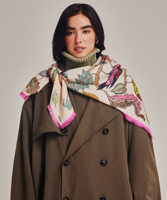 Park Visitors Oversized Square Scarf in color cream