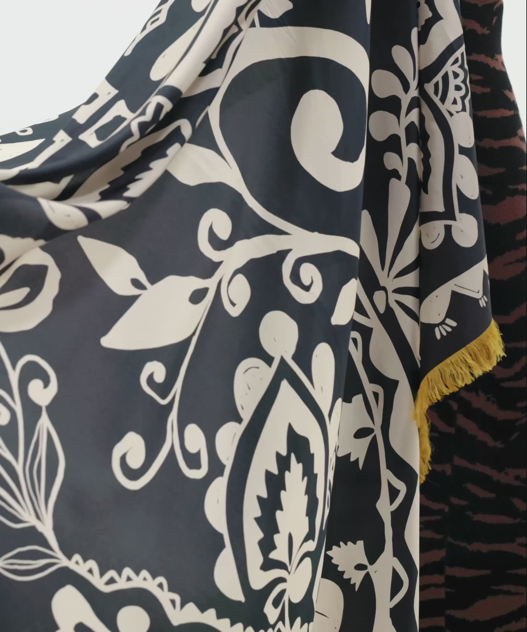 Park Paisley Oversized Silk Square Scarf in color black