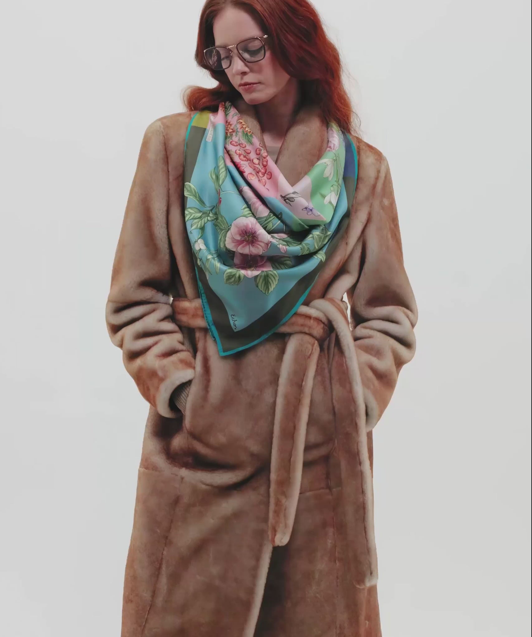 The Seasons 35" Silk Square Scarf in color multi