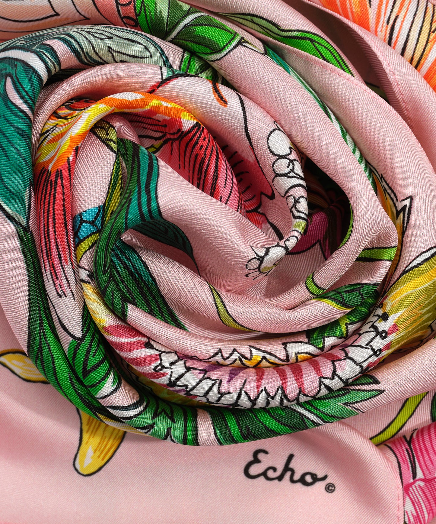 Sunkissed Vine Silk Oblong Scarf in color beach pink