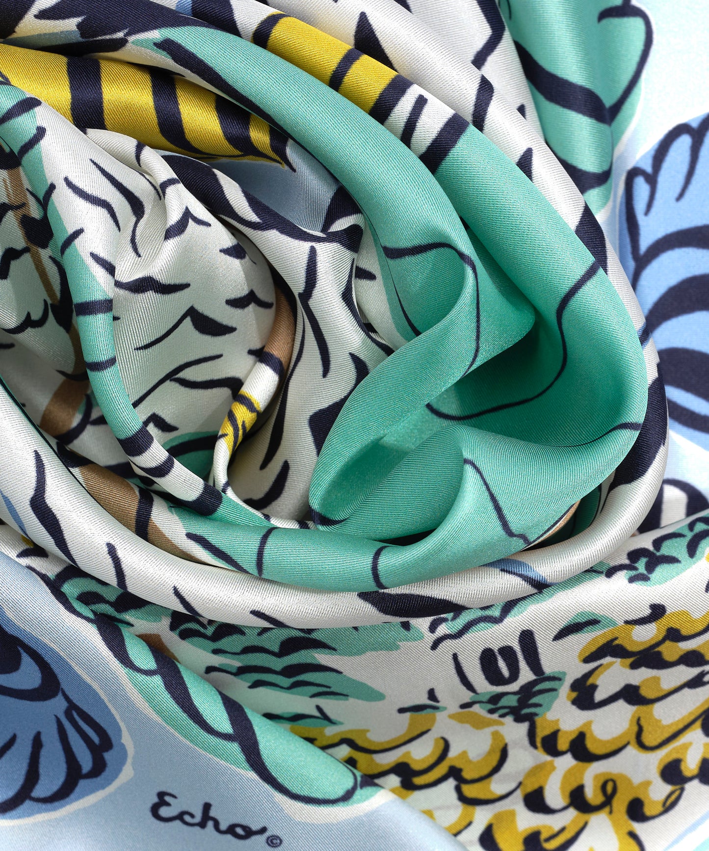 Sail Away 35" Silk Square Scarf in color chambray