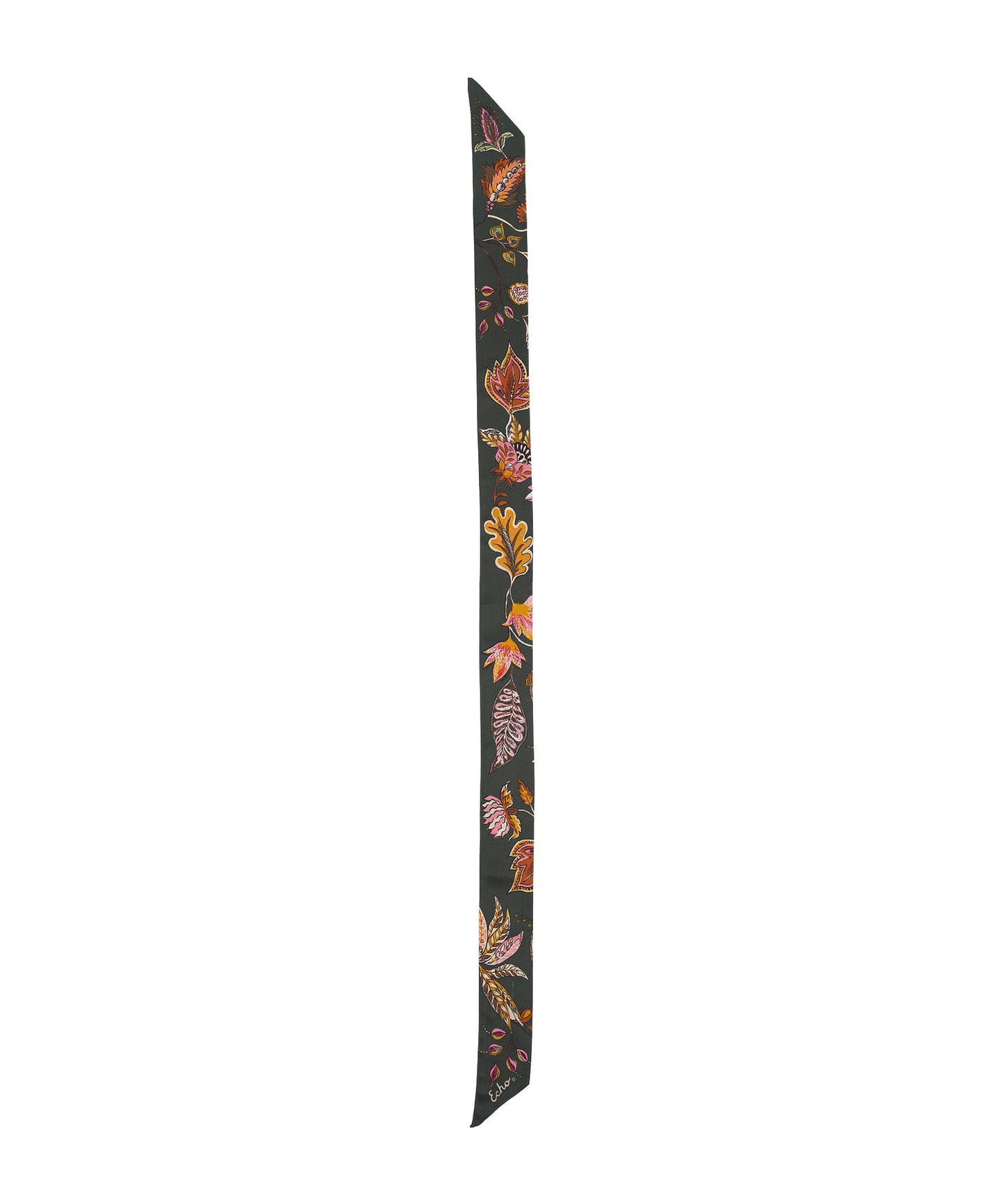 Falling Leaves Ribbon Scarf in color olive