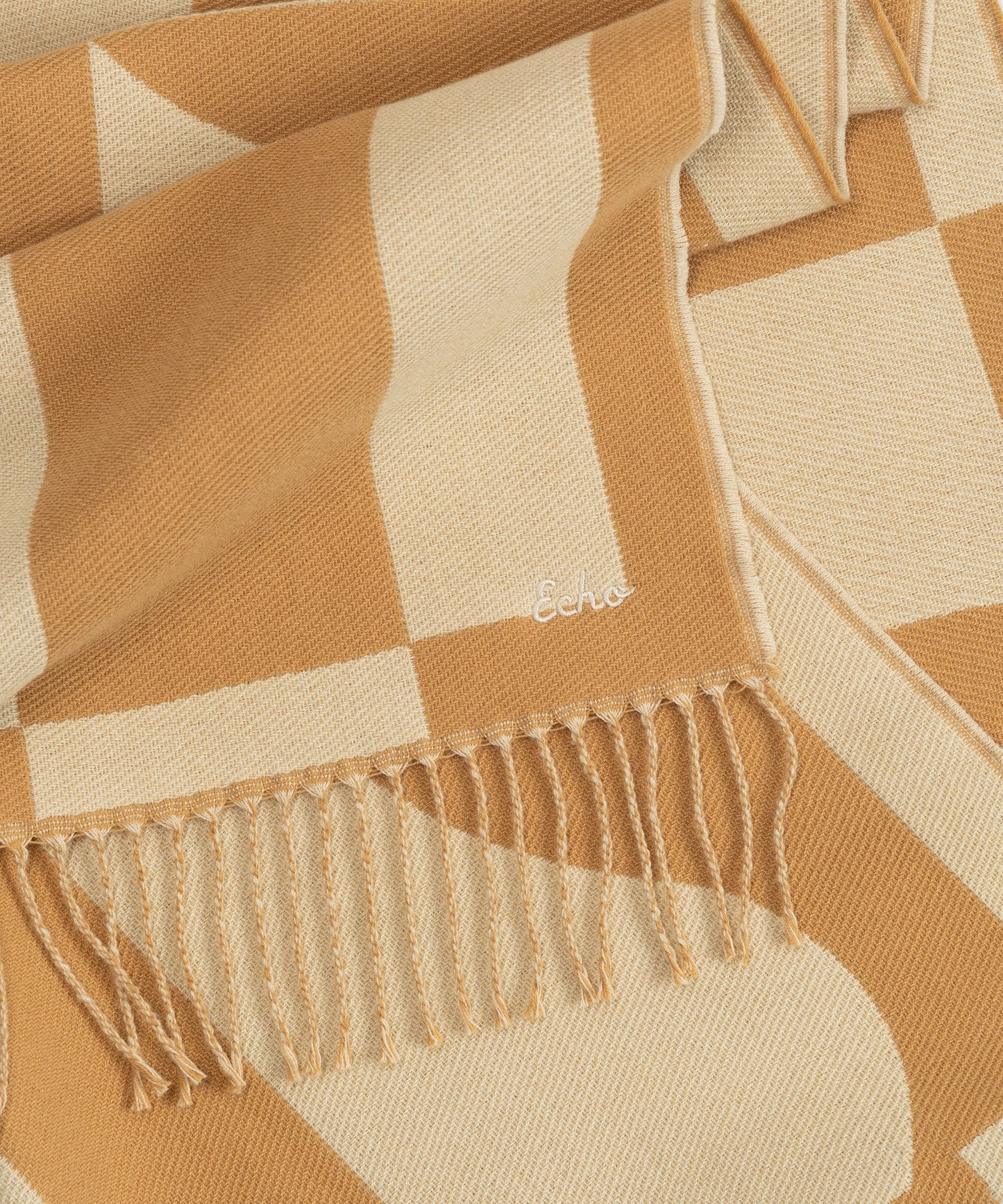 Geo Double Face Jacquard Scarf in color camel