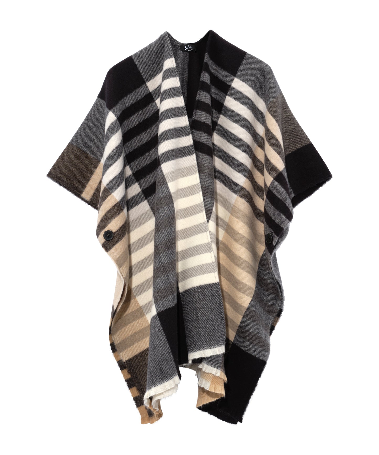 Gramercy Plaid Ruana in color black