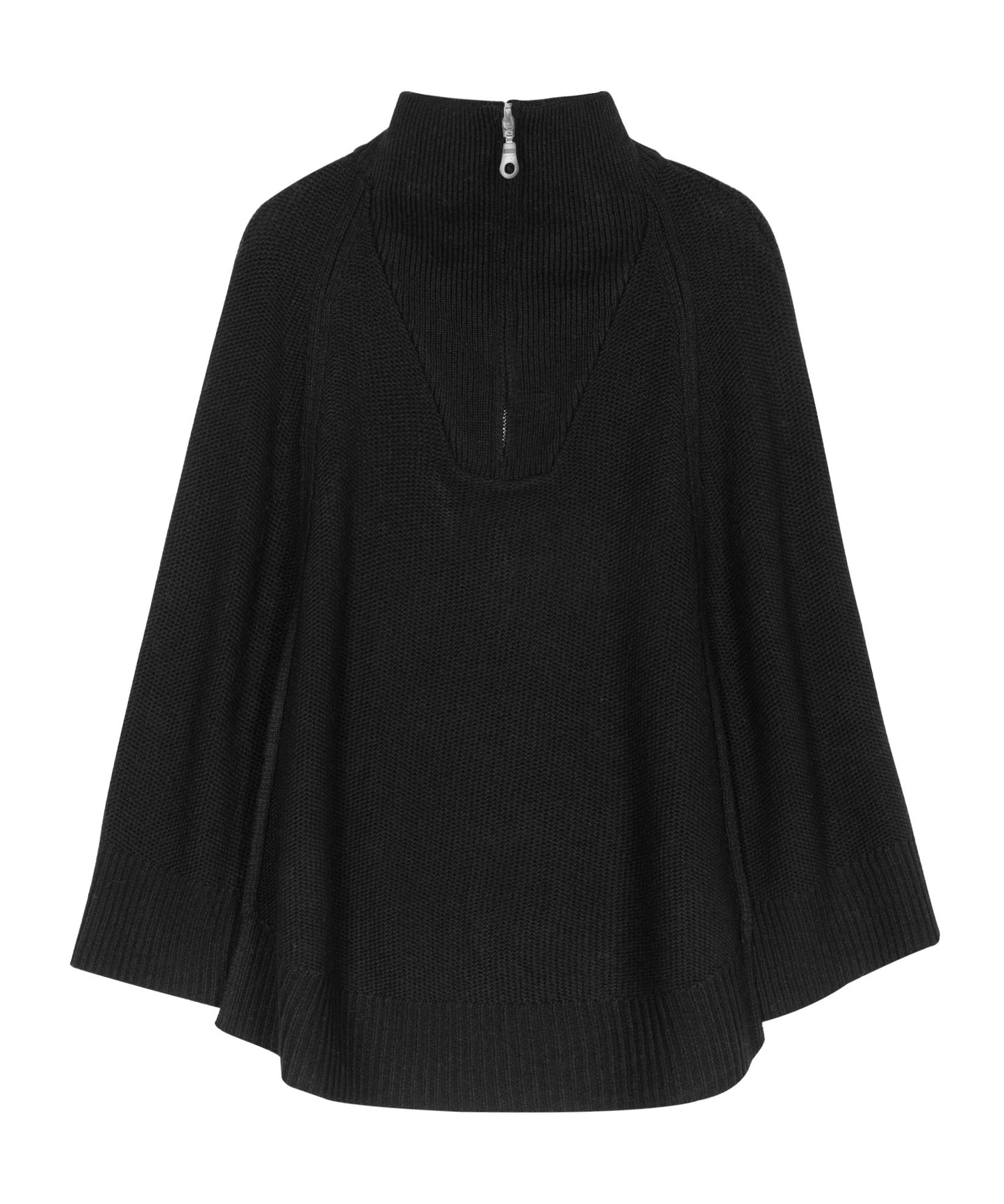 Texture Knit Poncho in color black