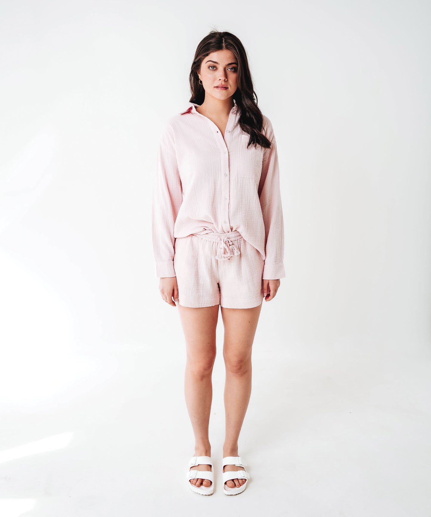 Double Gauze Beach Shorts in color Rosewater