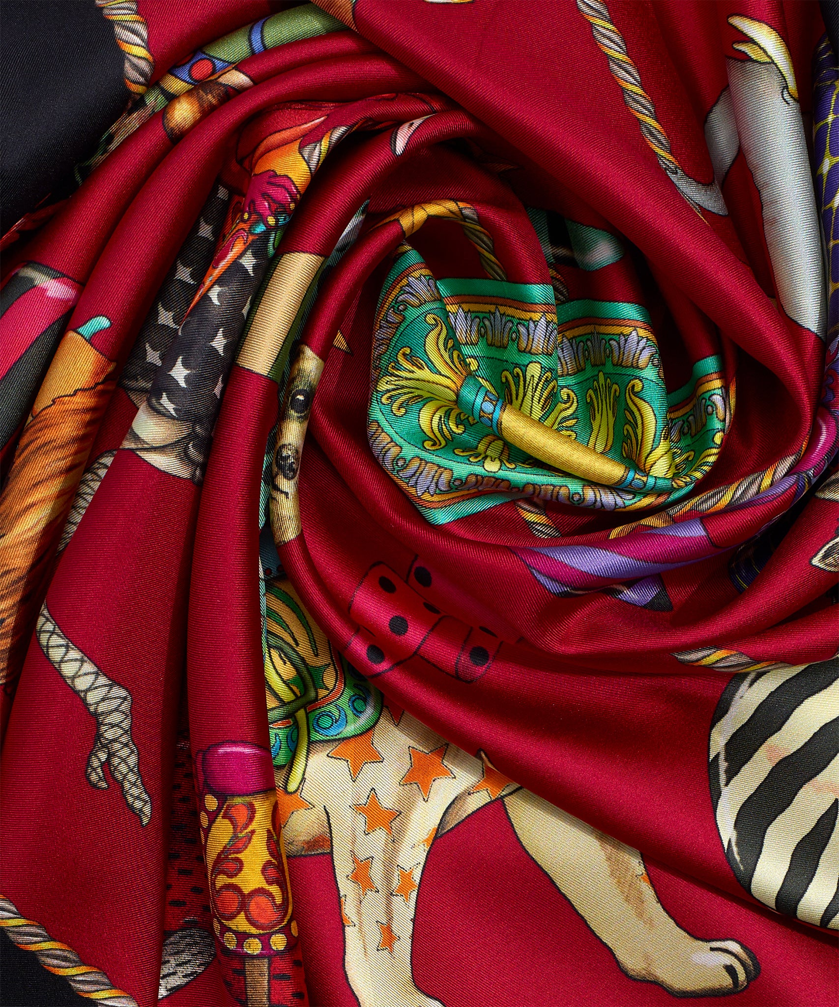 The Menagerie Silk Square in color Cerise