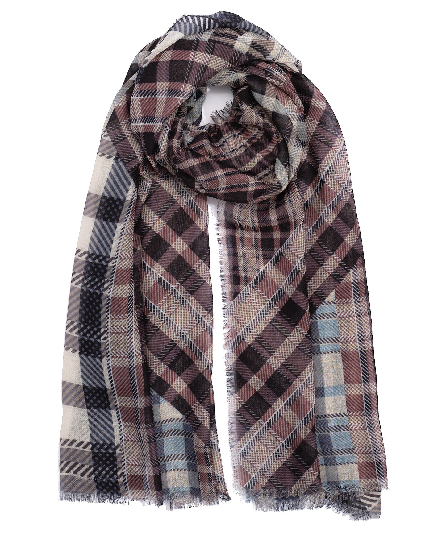 Patched Plaid Wrap in color Black