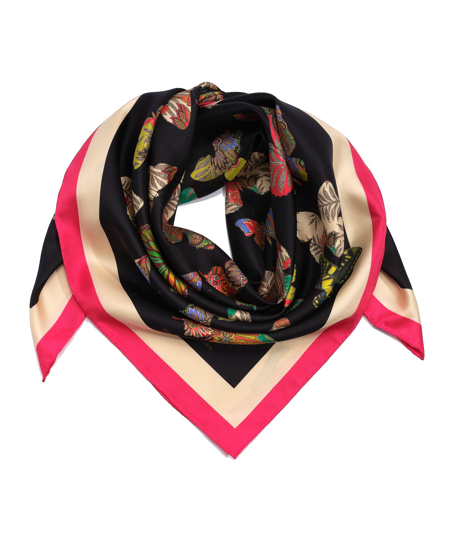 Give Me Butterflies Silk Square in color Black