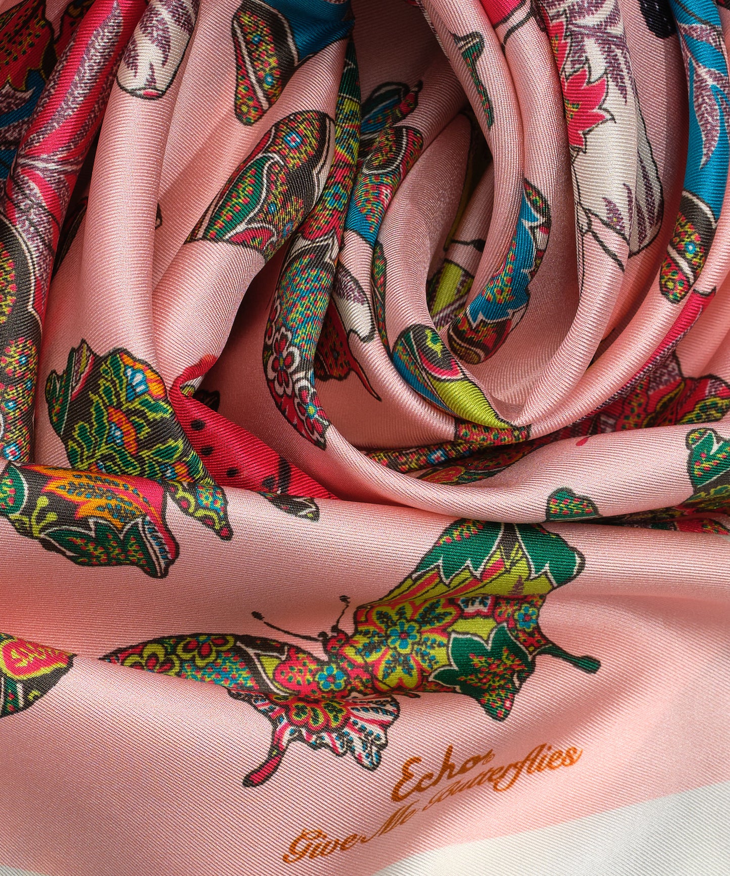 Give Me Butterflies Silk Square in color Blush
