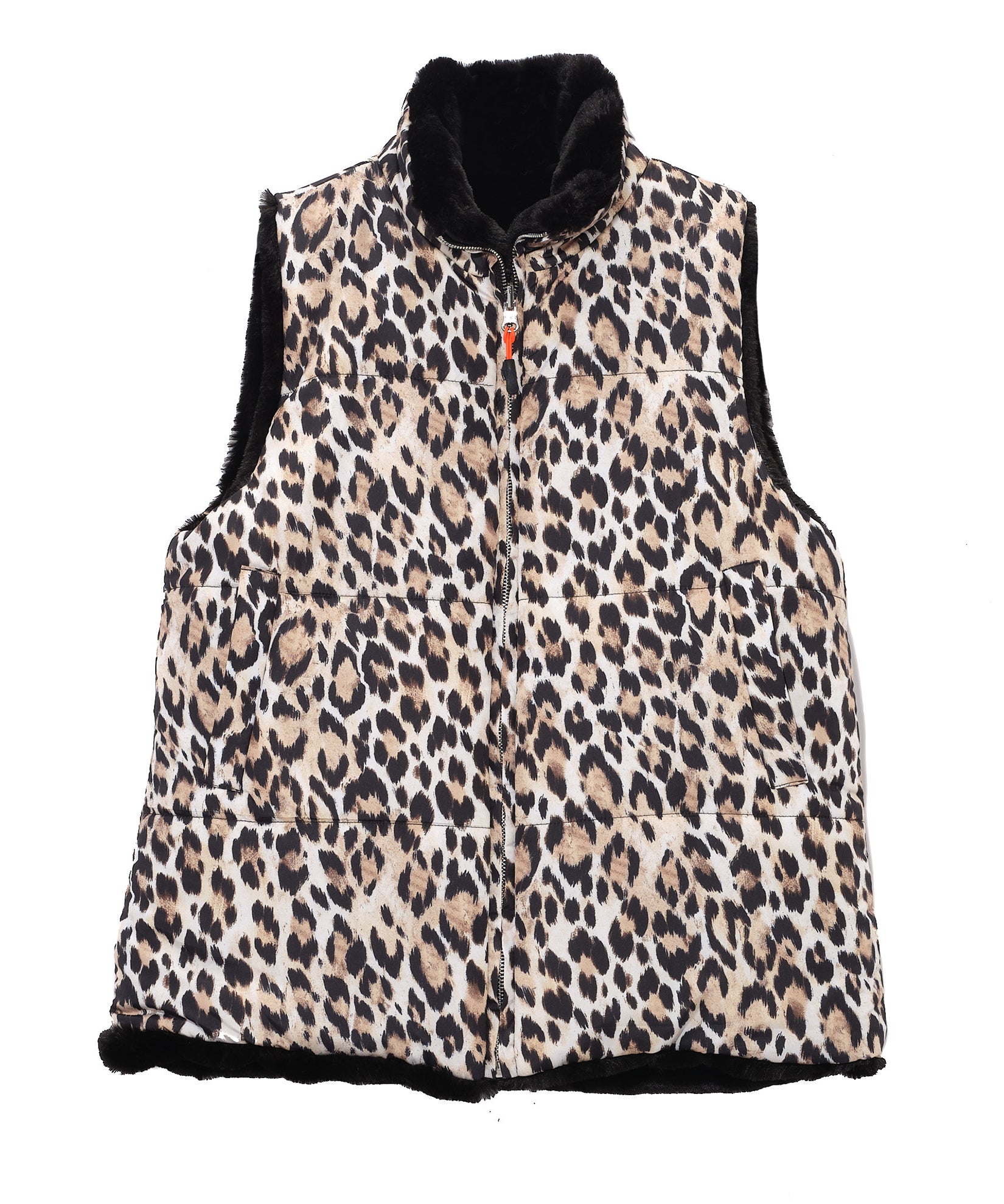 Cheetah print puffer vest on sale