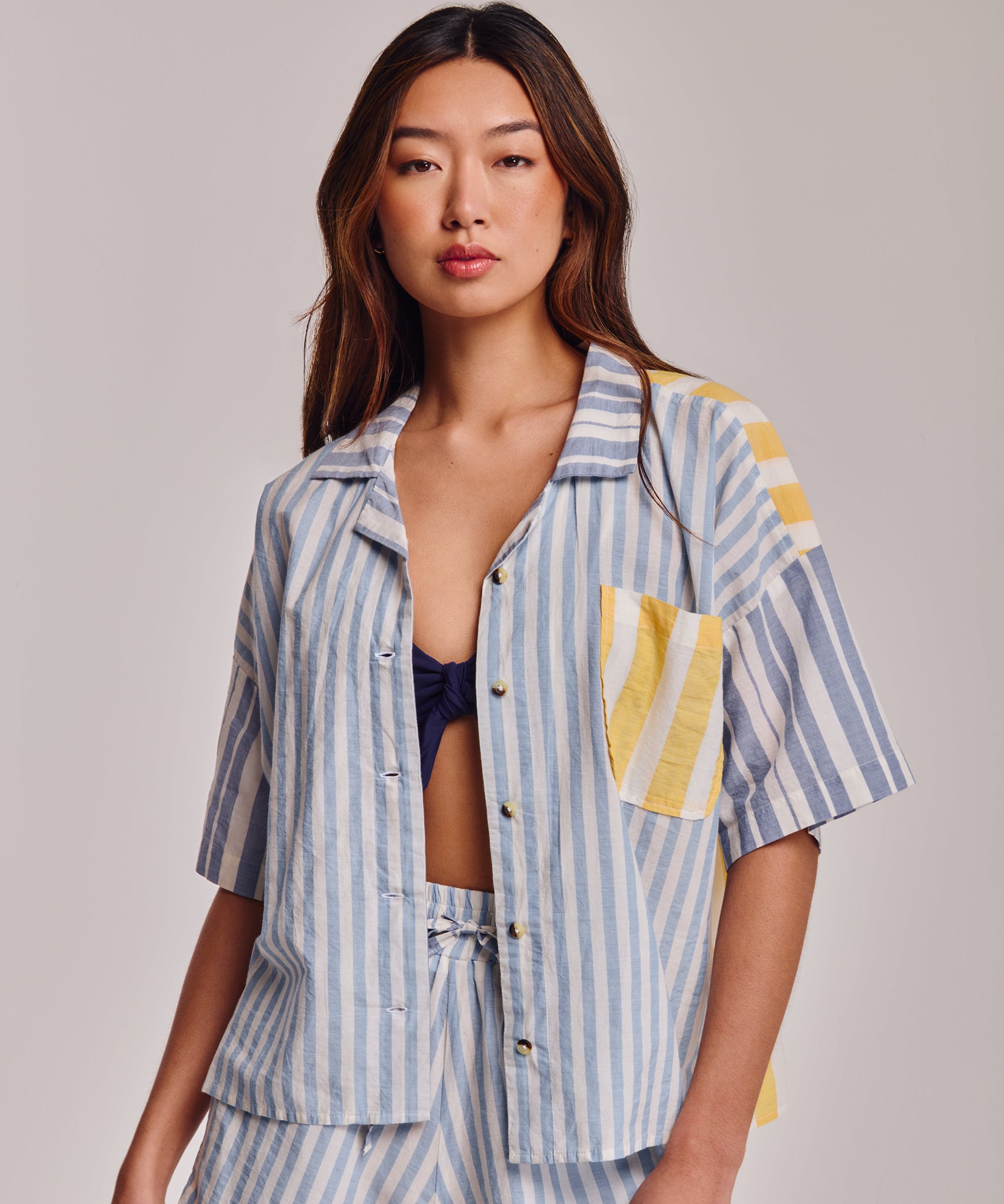 Cassis Camp Shirt in color chambray