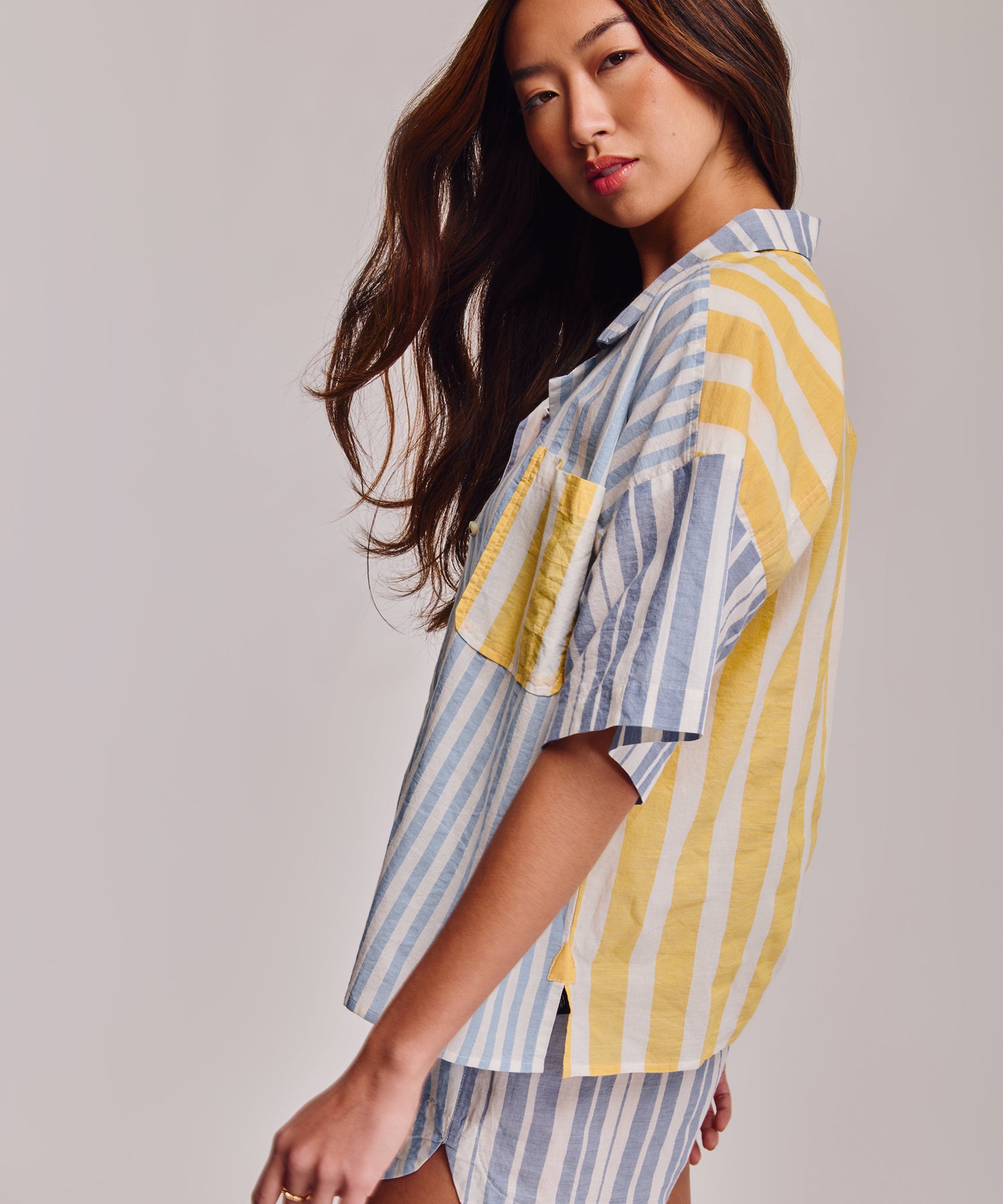 Cassis Camp Shirt in color chambray