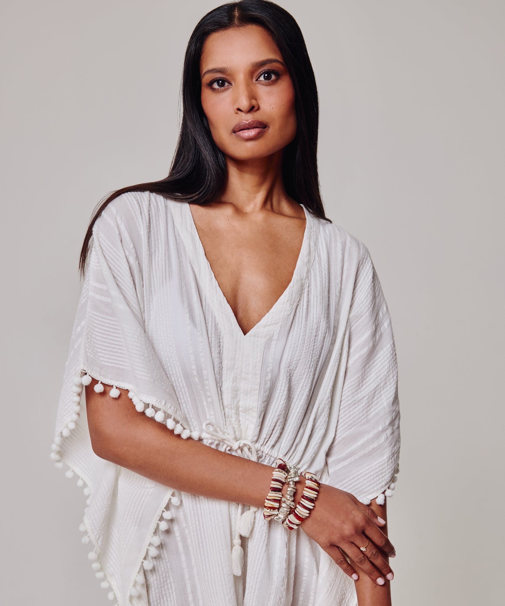 Lamai Butterfly Caftan in color cream