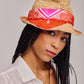 The Islander Raffia Straw Hat color pink hibiscus