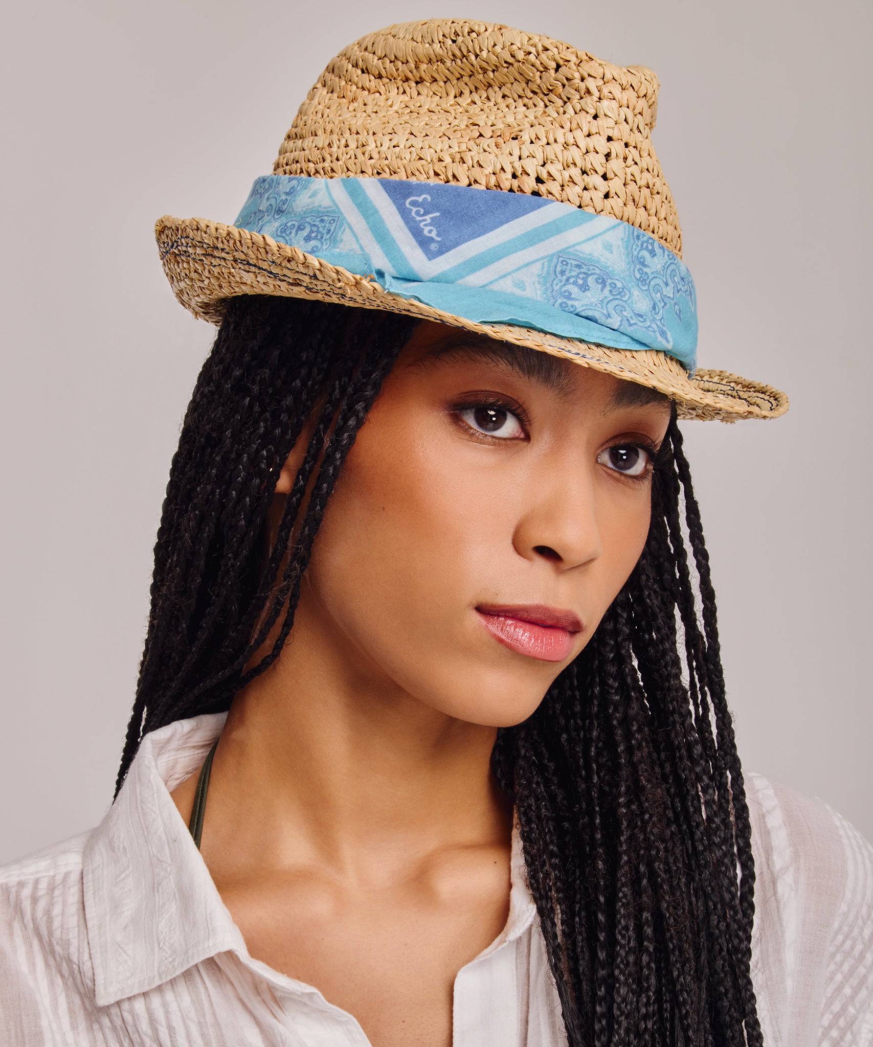 The Islander Raffia Straw Hat color vista blue