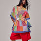 Stripe Illusion Butterfly Caftan in color multi