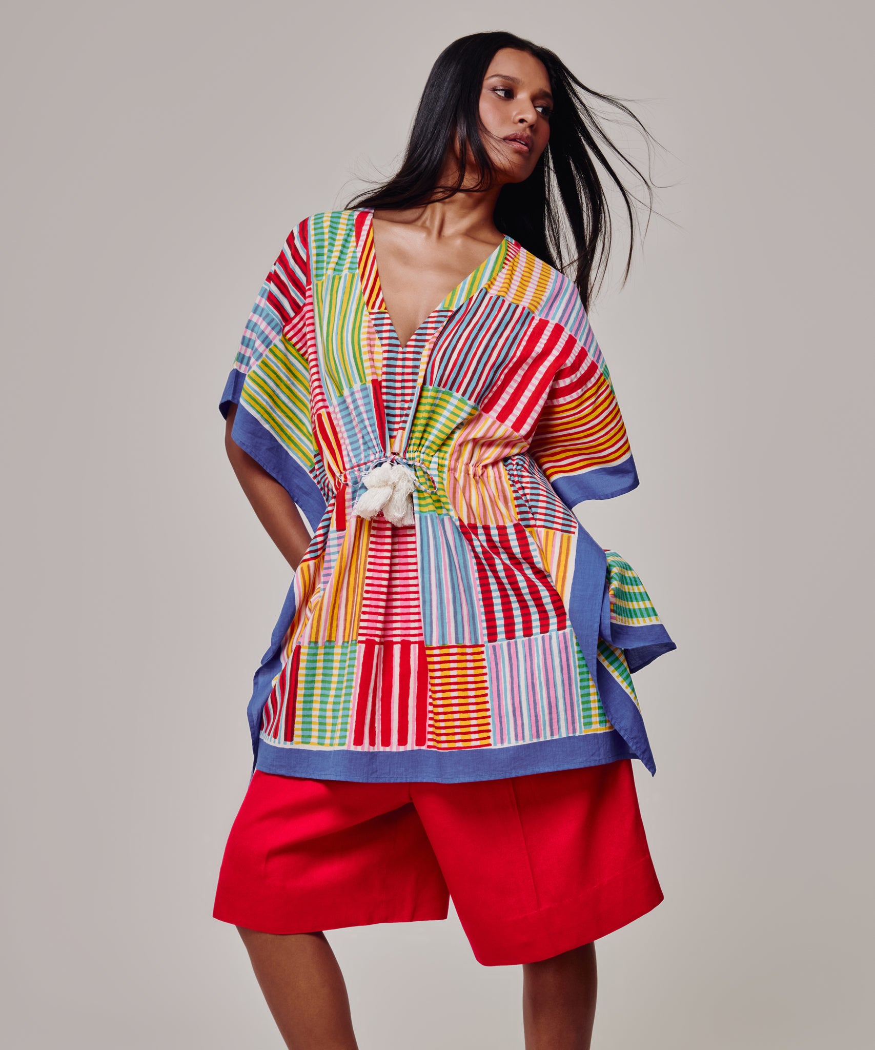 Stripe Illusion Butterfly Caftan in color multi