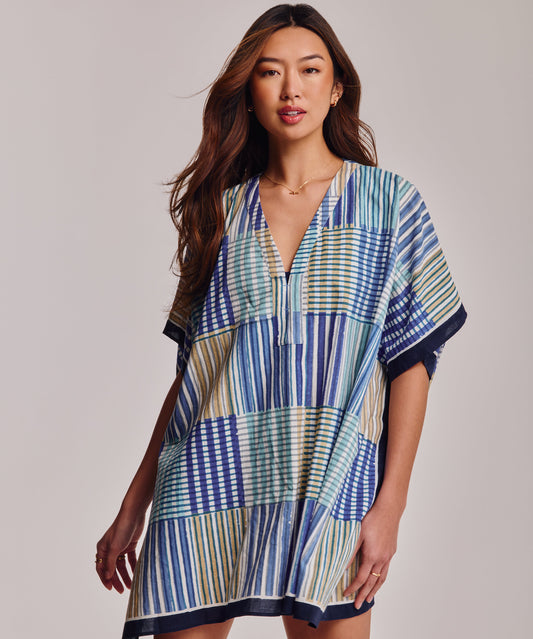 Stripe Illusion Caftan in color ultramarine