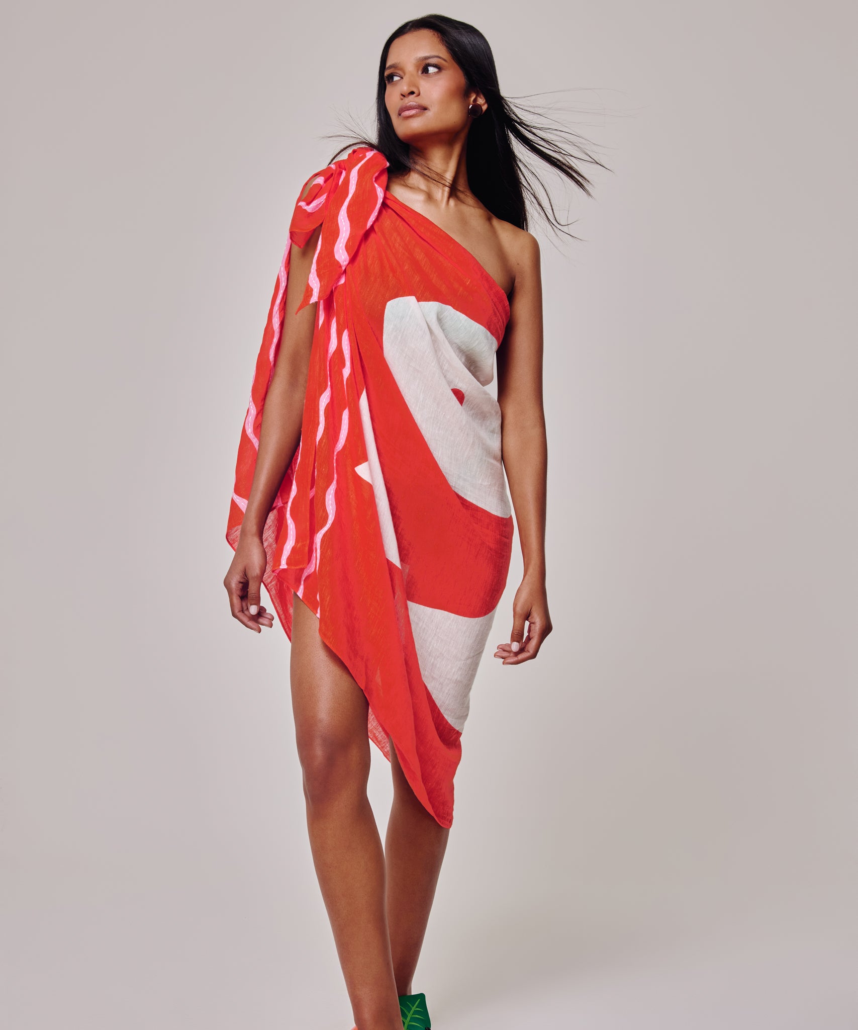 Catch Of The Day Sarong in color fiesta orange