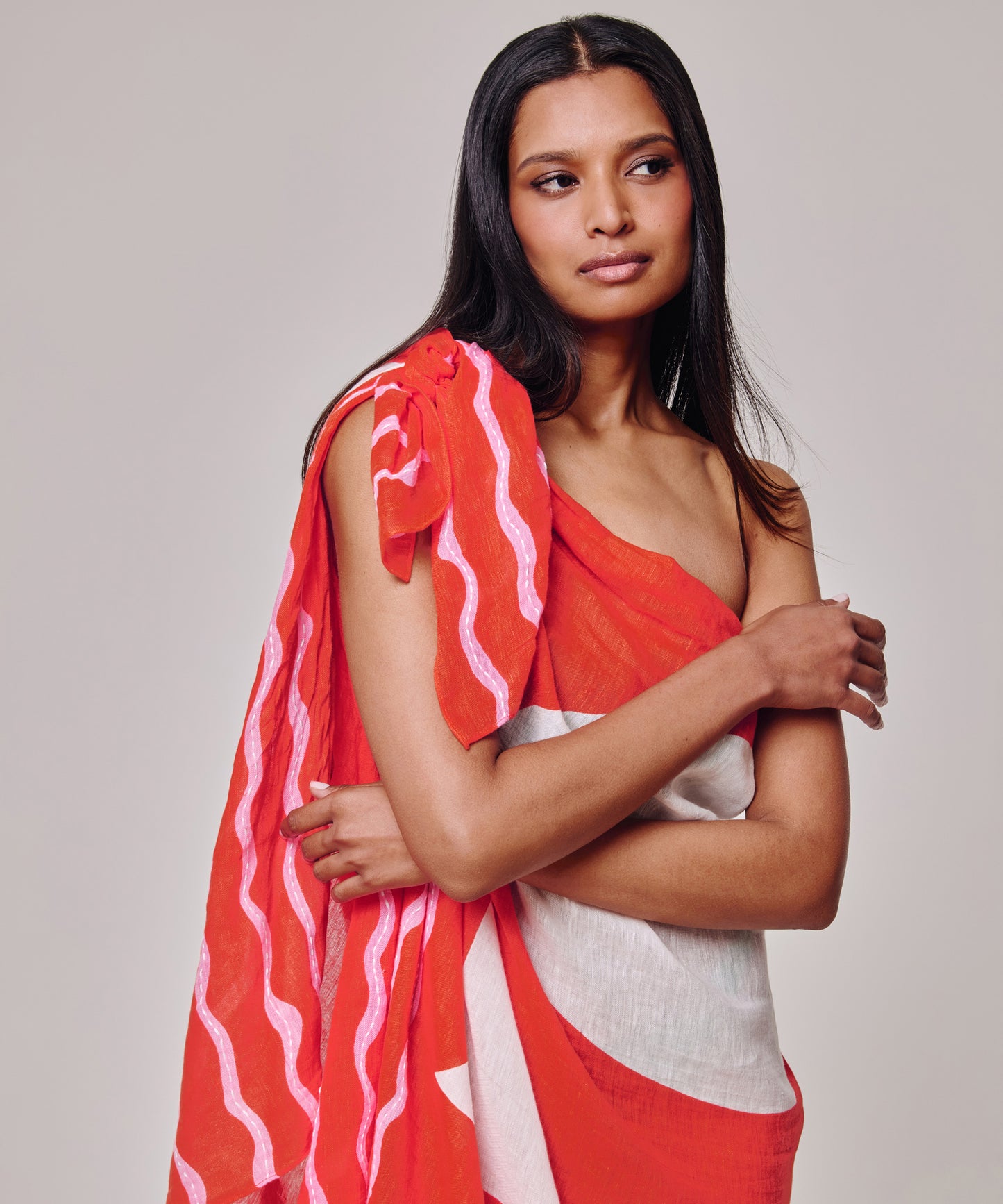 Catch Of The Day Sarong in color fiesta orange