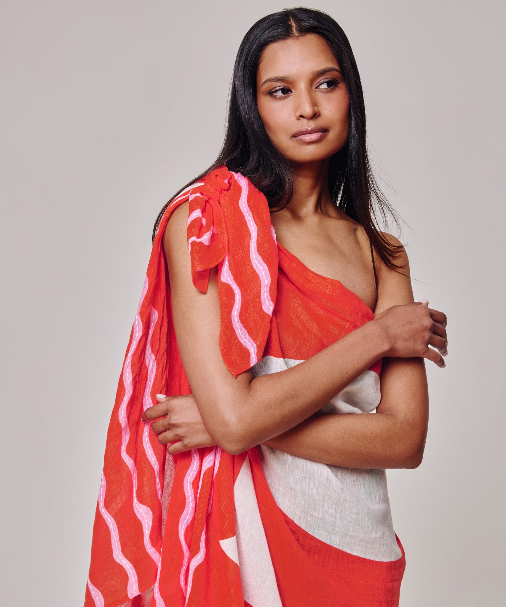 Catch Of The Day Sarong in color fiesta orange