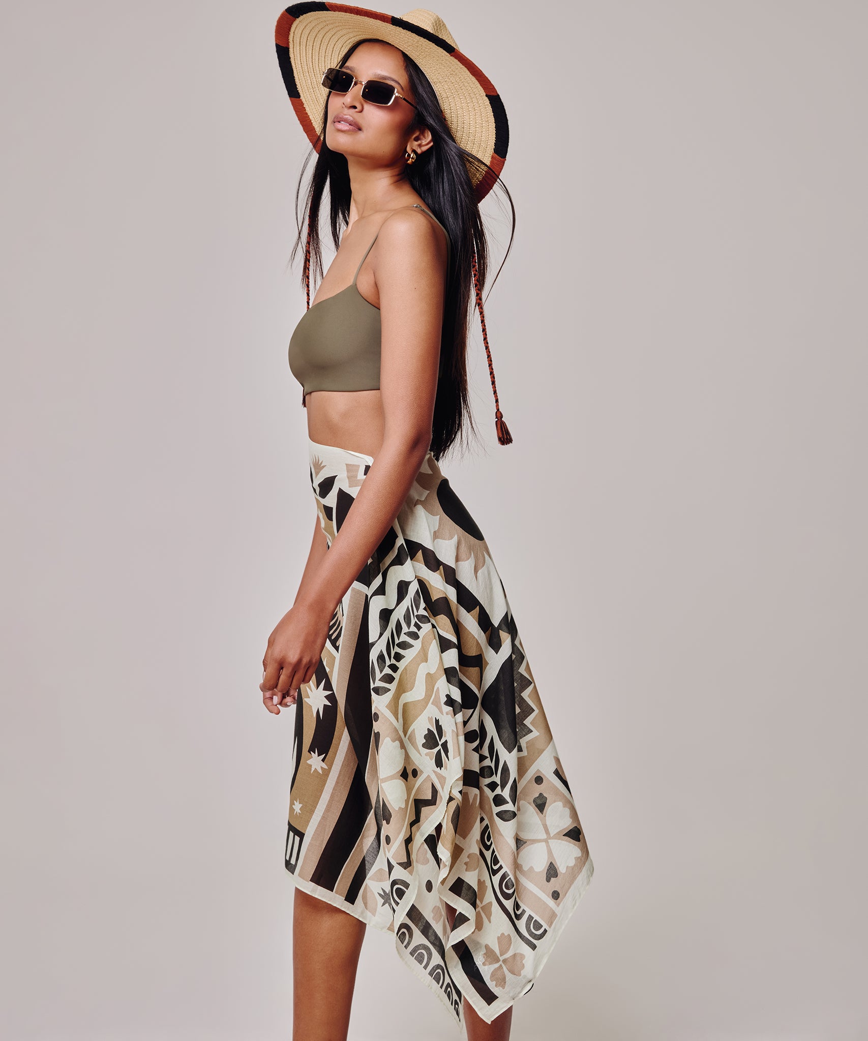 Solstice Collage Sarong in color black