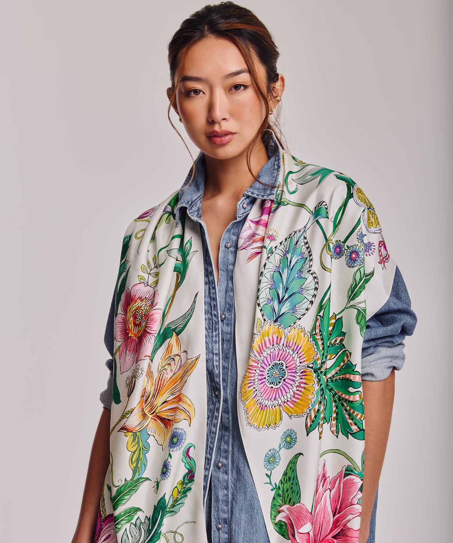 Sunkissed Vine Silk Oblong Scarf in color beach multi