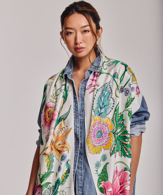 Sunkissed Vine Silk Oblong Scarf in color beach multi