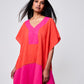 Colorblock Siesta Caftan in color red clay
