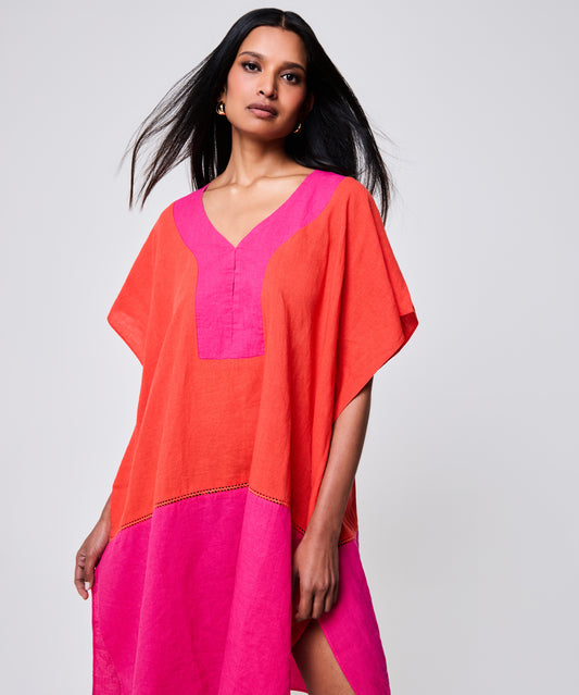 Colorblock Siesta Caftan in color red clay