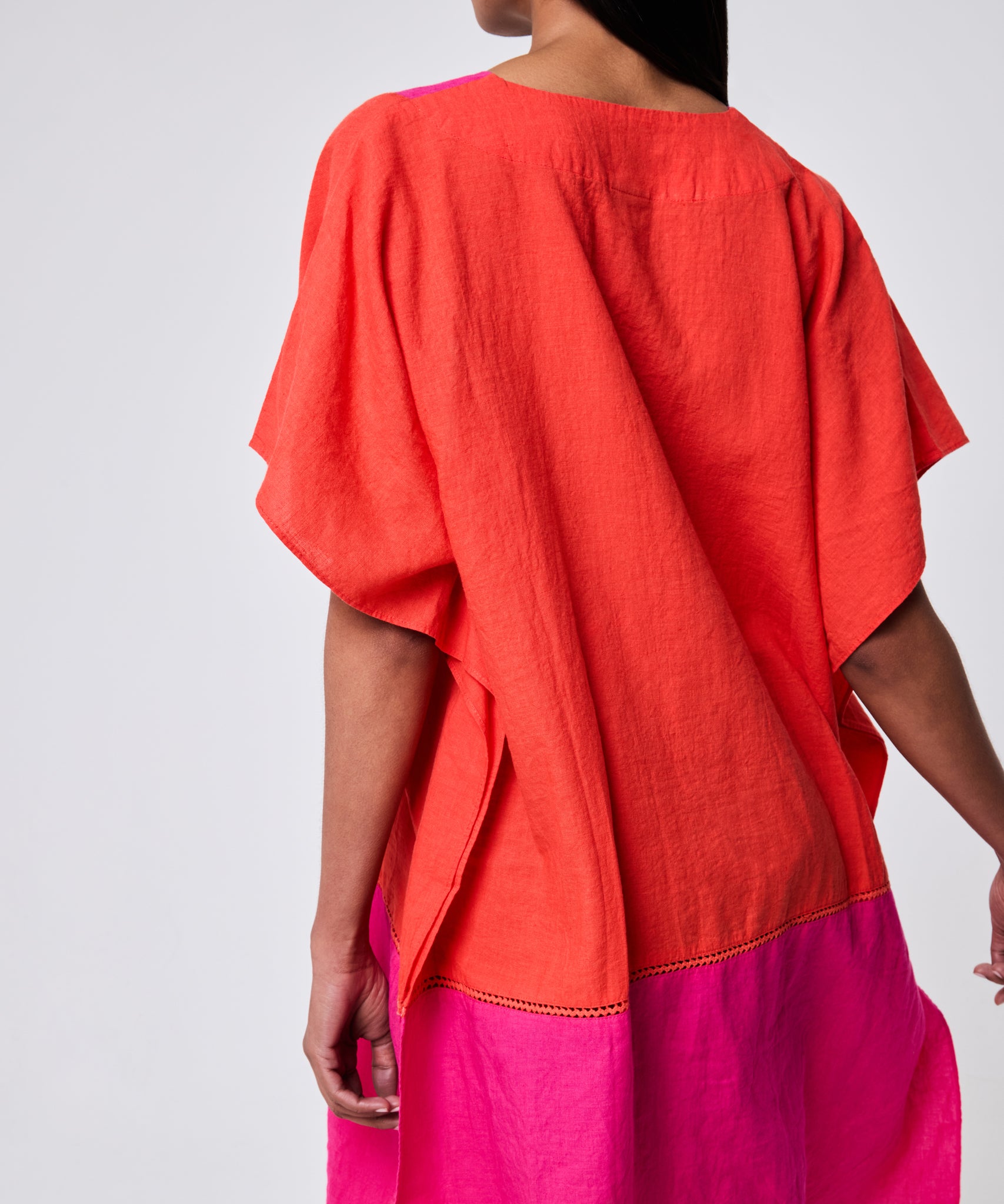 Colorblock Siesta Caftan in color red clay