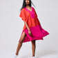 Colorblock Siesta Caftan in color red clay