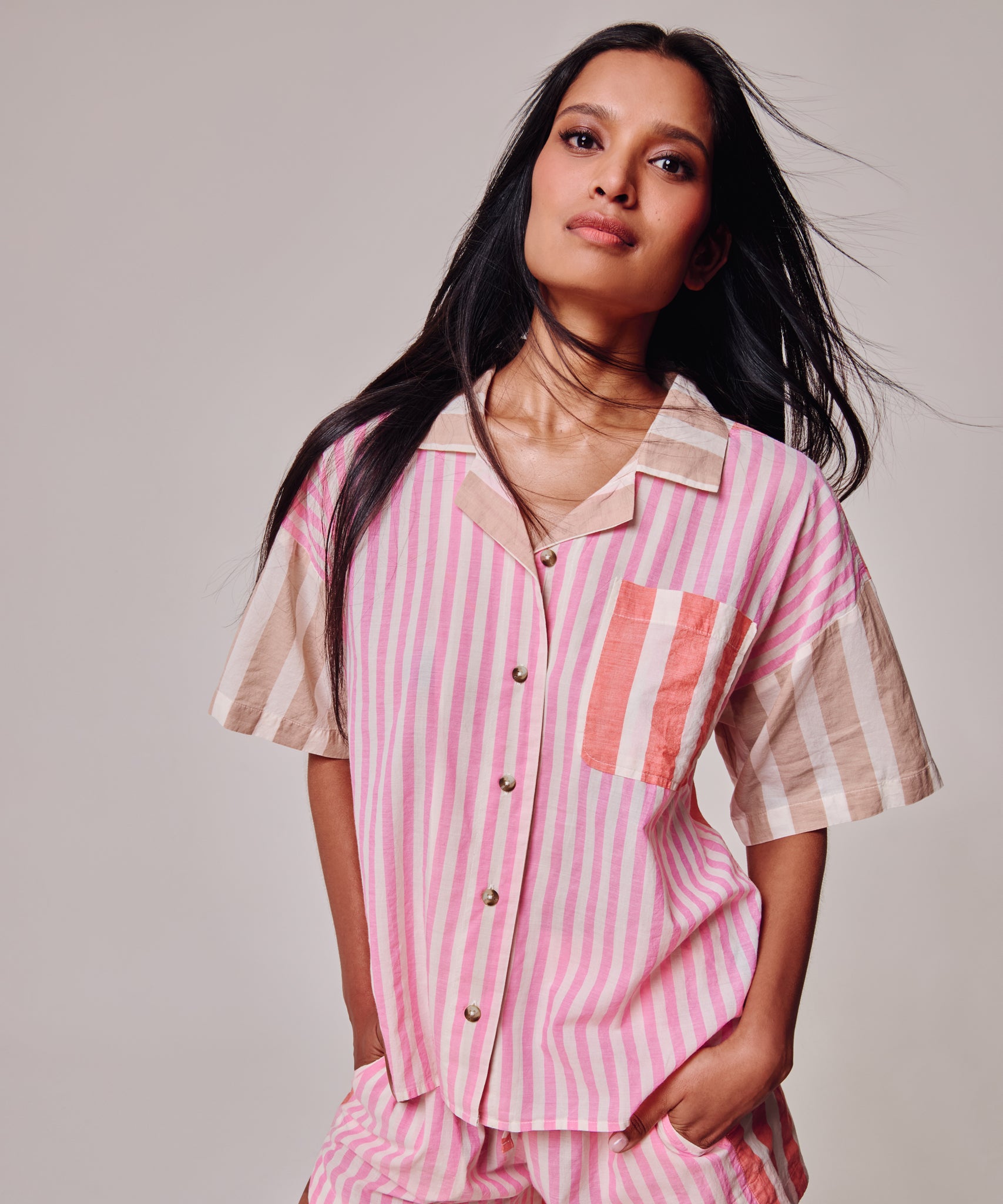 Cassis Camp Shirt in color beach pink